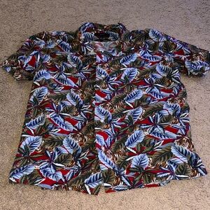 Banana Republic Men's Leaf Print Shirt - Red, Blue, Green